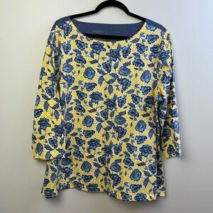 Talbots Sunny floral back button three-quarter inch sleeve blouse. Size 3X. EUC.